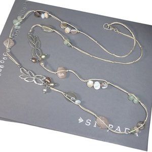 Silpada N2329 Sterling Silver Petal Moonstone Long Necklace .925 Pearl Quartz